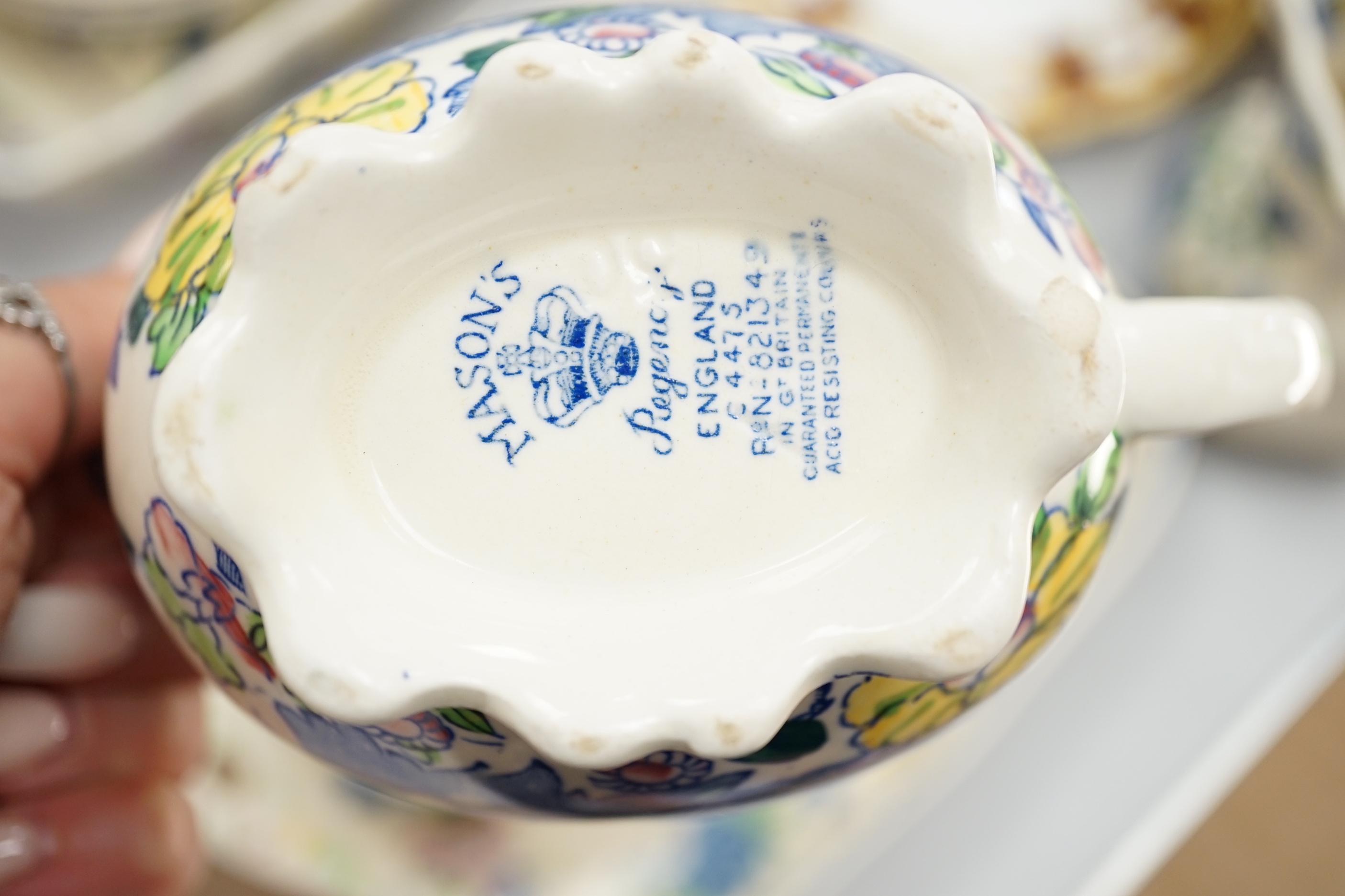 Two part dinner sets, Masons ‘Regency’ pattern and Mintons ‘Onyx’ pattern, etc.